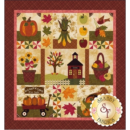 Set of eight blocks with autumnal motifs and accents.