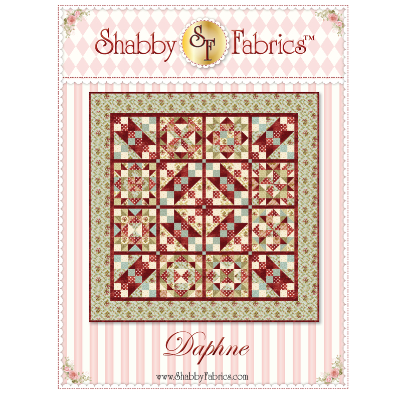 The front of the Daphne quilt pattern by Shabby Fabrics showing the finished quilt.