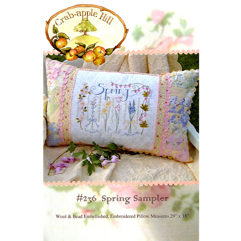 The front of the Spring Sampler Pillow Pattern by Crabapple Hill Studio