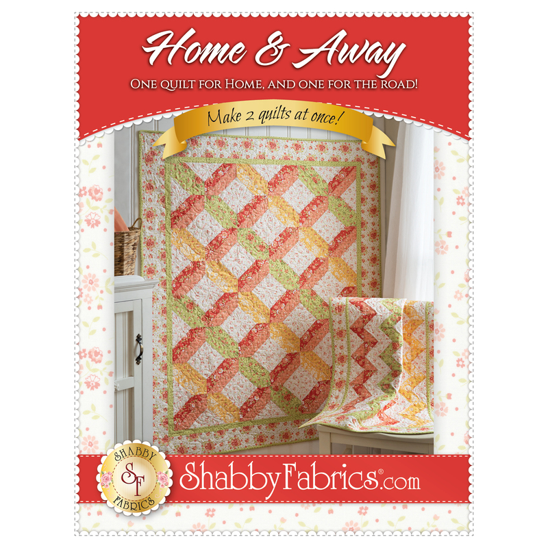 The front of the Home & Away Quilt pattern by Shabby Fabrics showing the finished quilts.