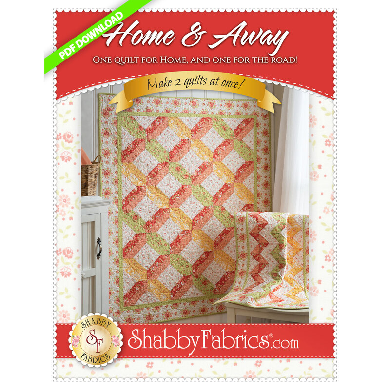 The front of the Home & Away PDF Pattern showing the beautiful finished quilts | Shabby Fabrics