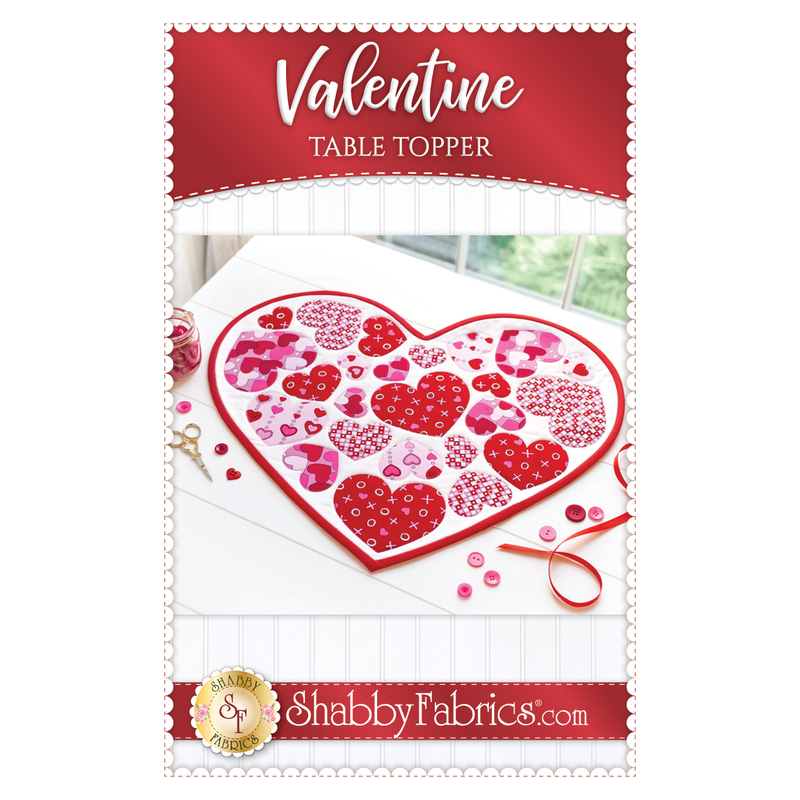 The front of the Valentine Table Topper Pattern by Shabby Fabrics