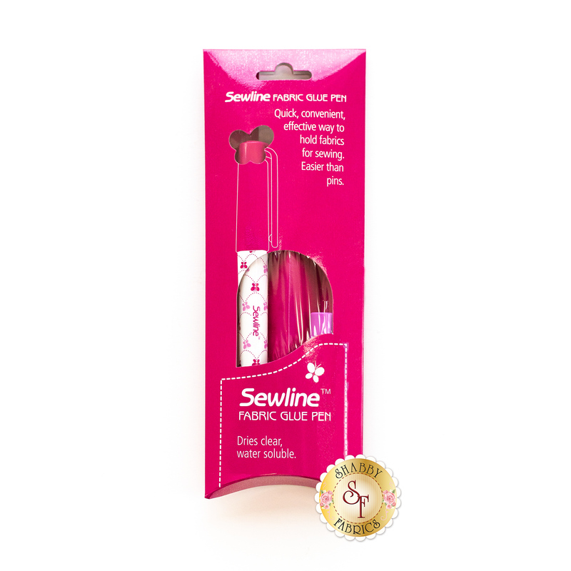 A Sewline Fabric Glue Pen in pink packaging.