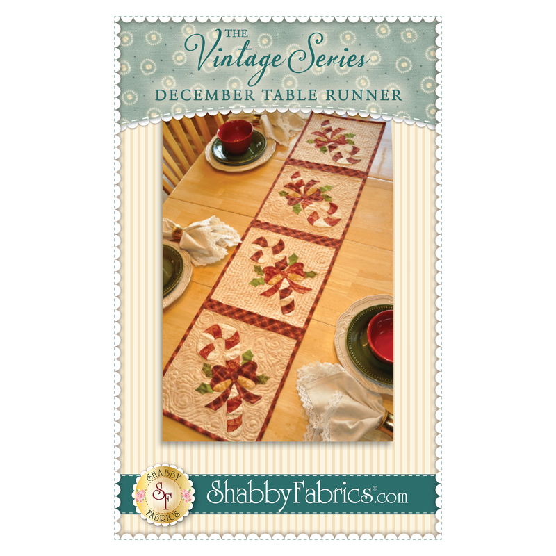The front of the Vintage Series Table Runner - December pattern by Shabby Fabrics