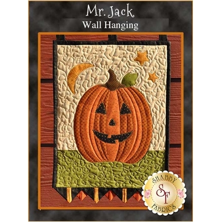 Smiling jack-o-lantern on a neutral background with crescent moon and two stars.