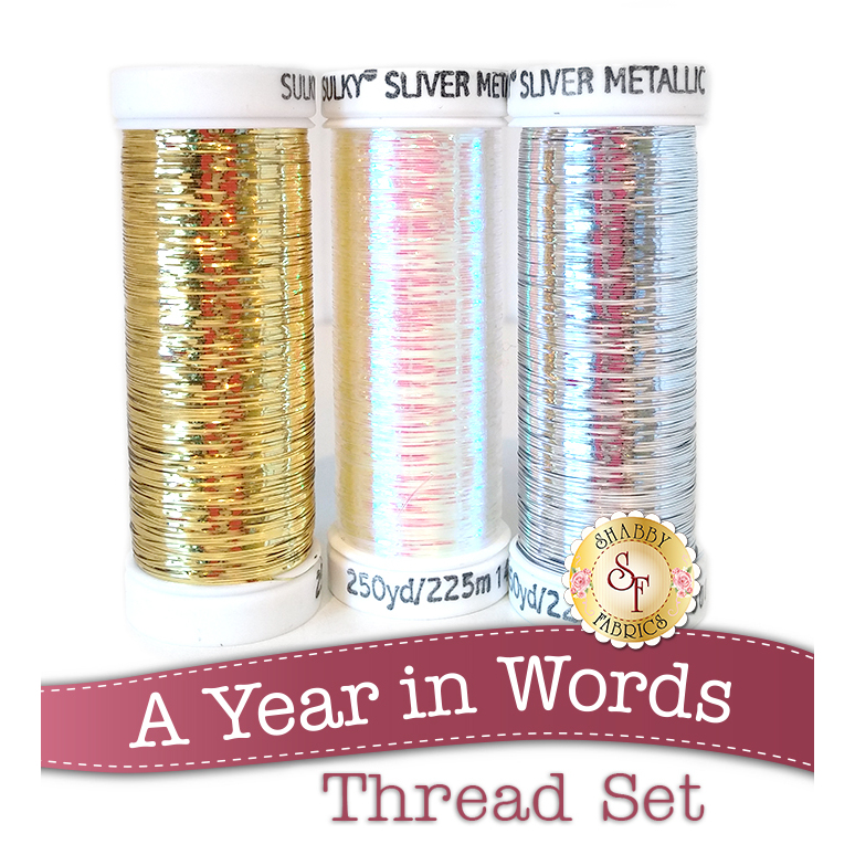 A Year in Words Pillow Club - 3pc Sulky Sliver Metallic Thread Set