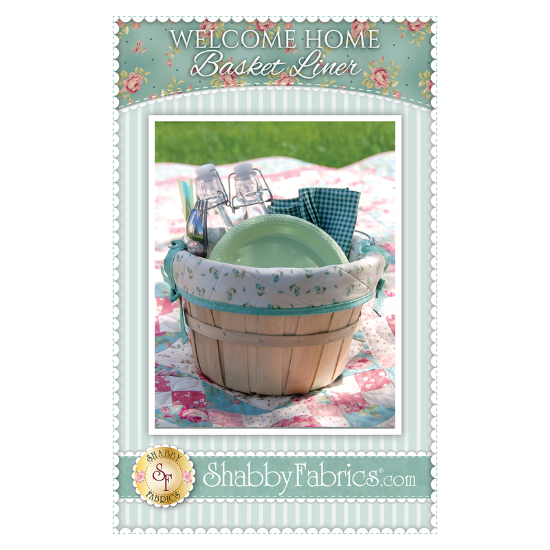 The front of the Welcome Home Basket Liner Pattern by Shabby Fabrics