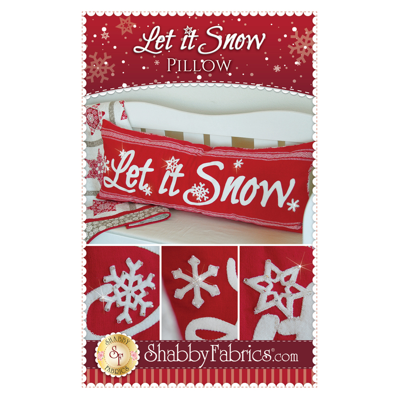 The front of the Let It Snow Pillow Pattern by Shabby Fabrics showing the finished pillow.