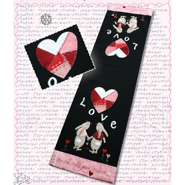 Hare's Tale Of Love wool applique table runner