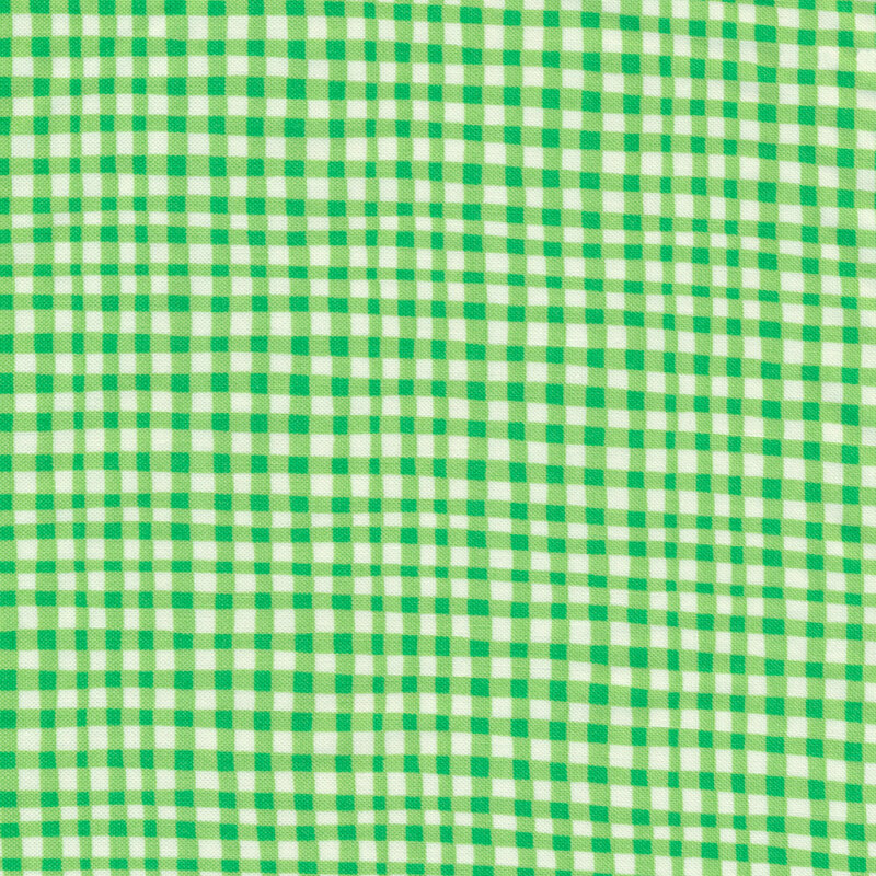 Cream fabric features wavy green gingham | Shabby Fabrics