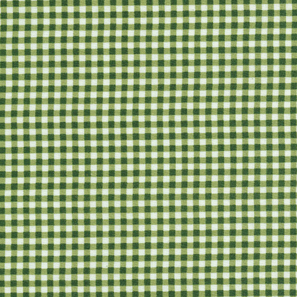 Scan of fabric featuring green gingham on a white background