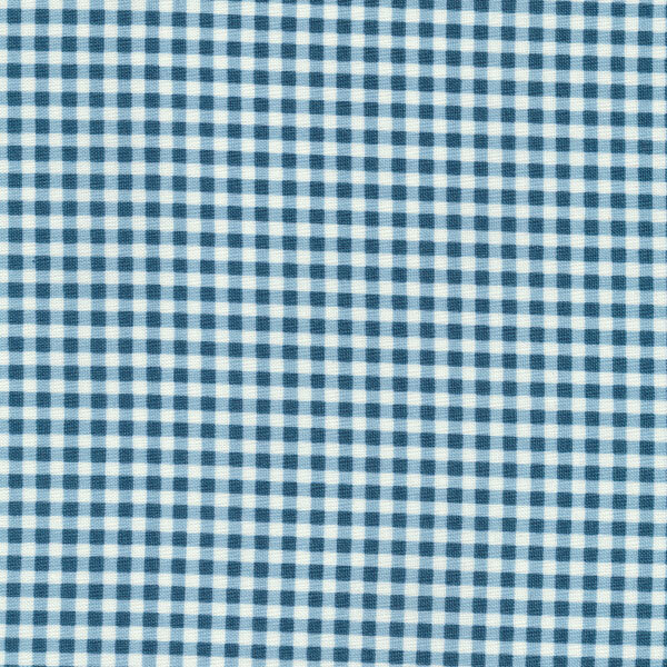Fabric features blue gingham on cream | Shabby Fabrics