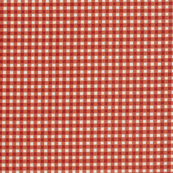 Fabric features rust red gingham on cream | Shabby Fabrics