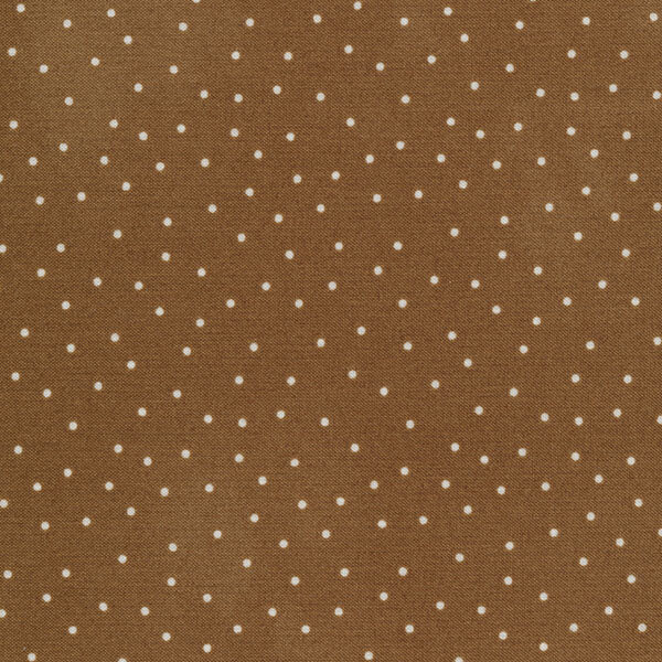 Fabric features cream scattered pin dots on dark brown | Shabby Fabrics
