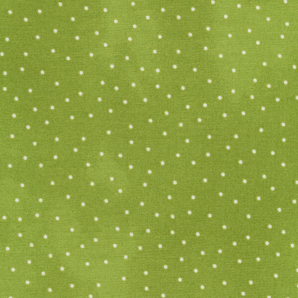Fabric features cream scattered pin dots on mottled light green | Shabby Fabrics