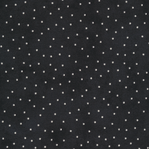 Fabric features cream scattered pin dots on mottled black | Shabby Fabrics