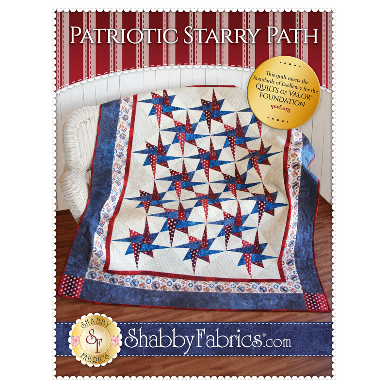 The front of the Patriotic Starry Path Quilt pattern by Shabby Fabrics