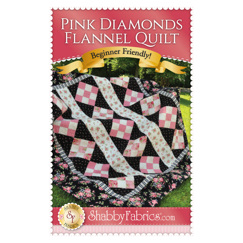 The front of the Pink Diamonds Flannel Quilt pattern by Shabby Fabrics