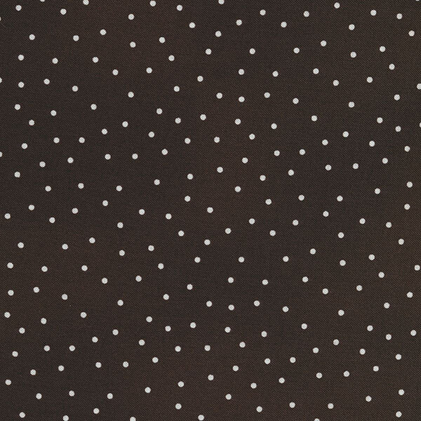 Fabric features cream scattered pin dots on black | Shabby Fabrics