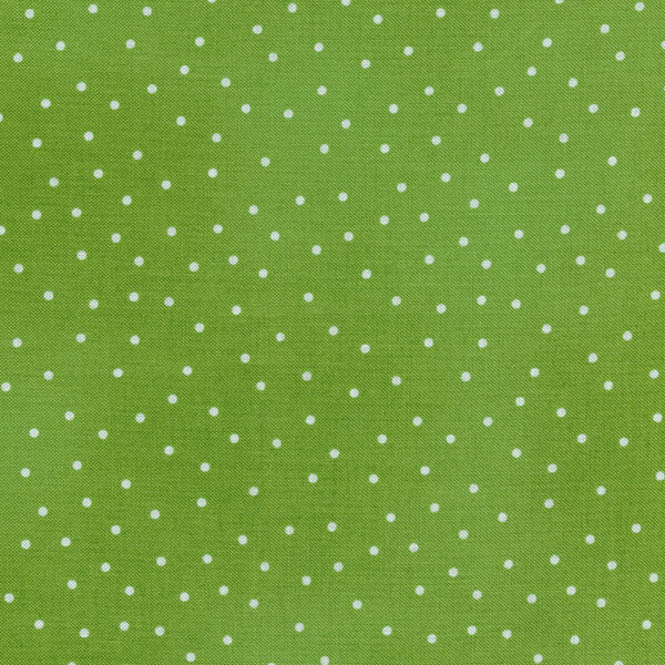 Fabric features cream scattered pin dots on mottled green | Shabby Fabrics