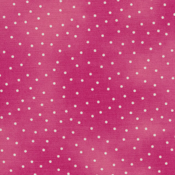 Fabric features cream scattered pin dots on mottled bright pink | Shabby Fabrics