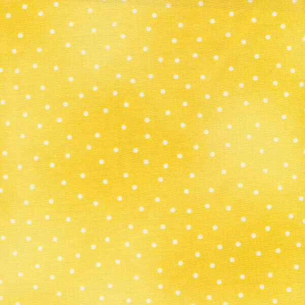 Fabric features cream scattered pin dots on mottled yellow | Shabby Fabrics
