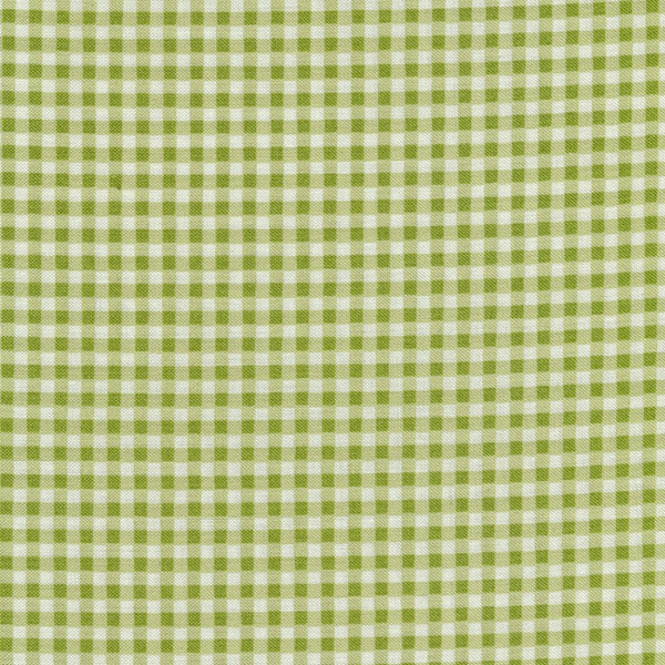 Fabric features light olive green gingham on cream | Shabby Fabrics