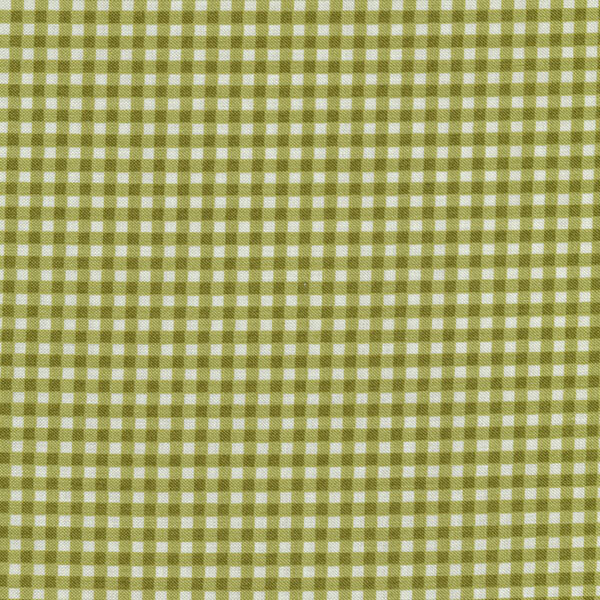 Fabric features olive green gingham on cream | Shabby Fabrics