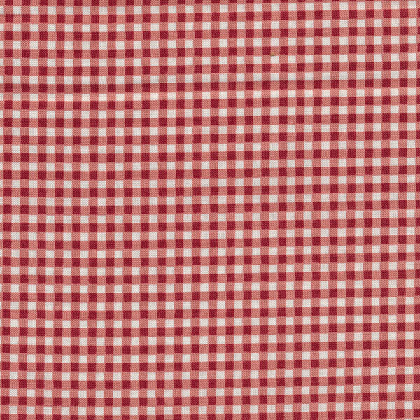 Fabric features dark red gingham on cream | Shabby Fabrics