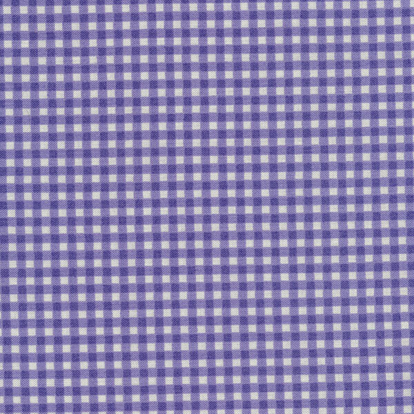 Fabric features light indigo purple gingham on cream | Shabby Fabrics