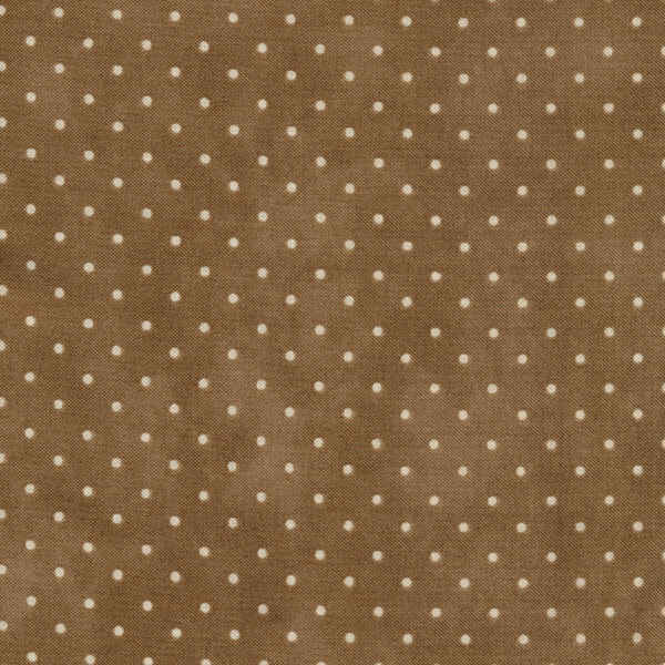 Fabric features tiny cream polka dots on mottled light brown | Shabby Fabrics