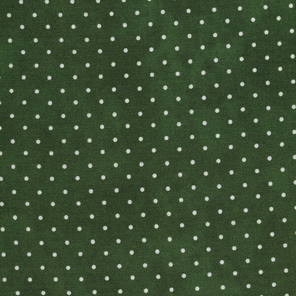 Fabric features tiny cream polka dots on hunter green | Shabby Fabrics
