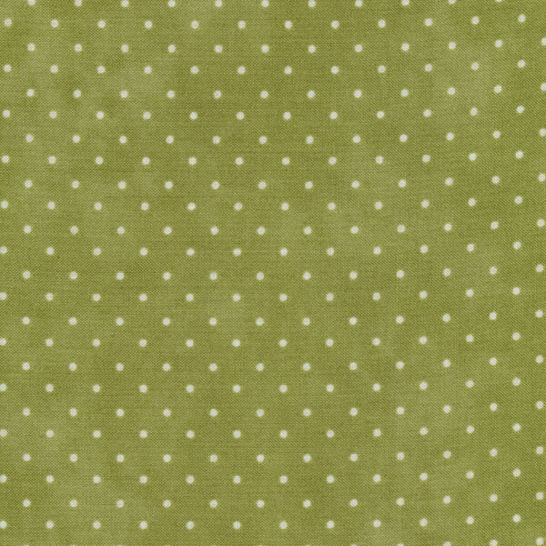 Fabric features tiny cream polka dots on mottled light green | Shabby Fabrics