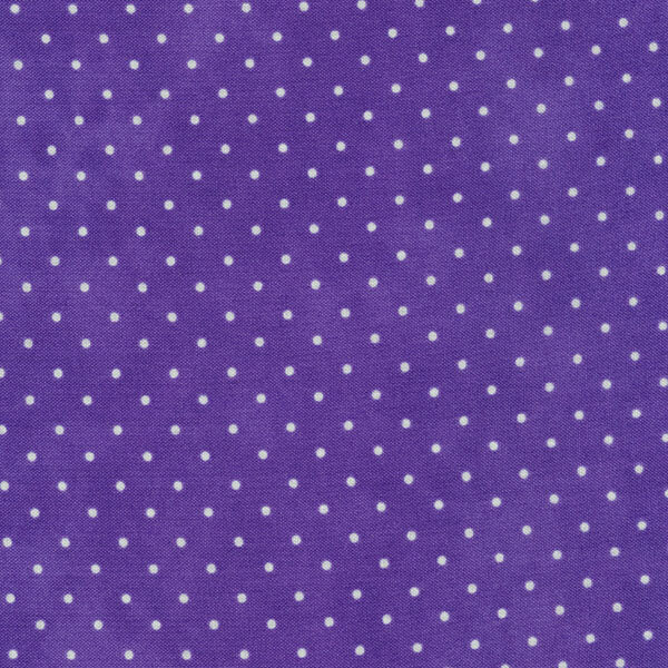Fabric features tiny cream polka dots on mottled indigo | Shabby Fabrics