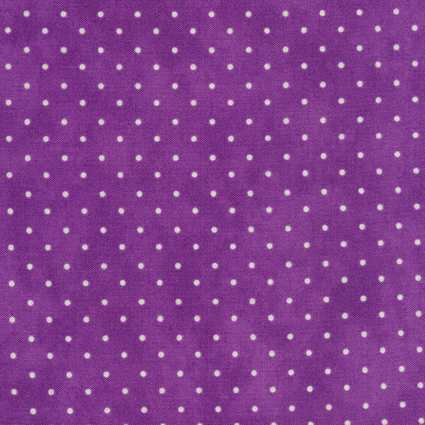 Fabric features tiny cream polka dots on mottled purple | Shabby Fabrics