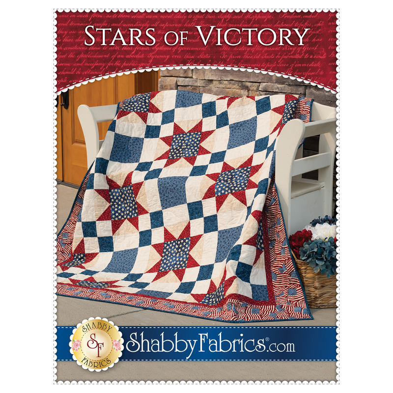 The front of the Stars of Victory Quilt Pattern by Shabby Fabrics