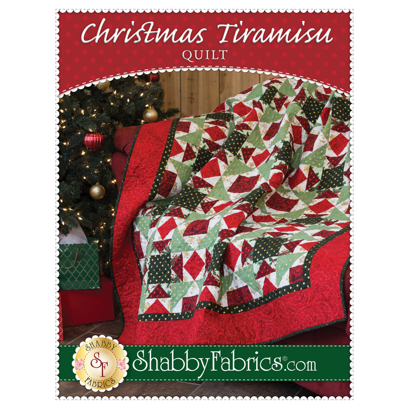 The front of the Christmas Tiramisu Quilt Pattern by Shabby Fabrics showing he finished quilt.