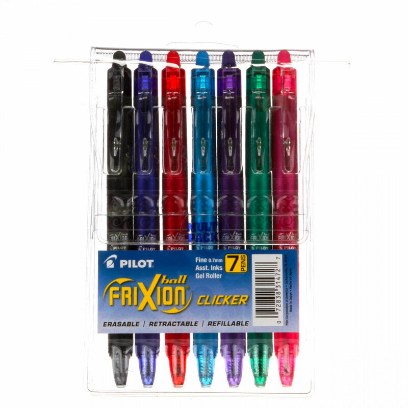  PILOT, FriXion Clicker Erasable Gel Pens, Fine Point 0.7 mm,  Pack of 15, Assorted Colors : Office Products