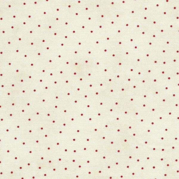 Fabric features red scattered pin dots on mottled cream | Shabby Fabrics