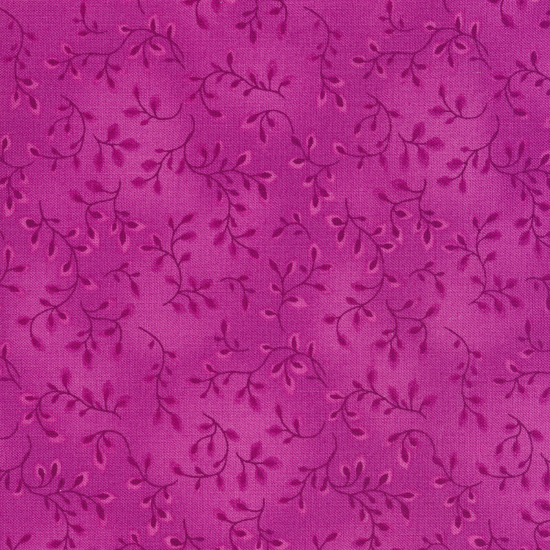 Mottled magenta tonal fabric features tiny vines pattern | Shabby Fabrics