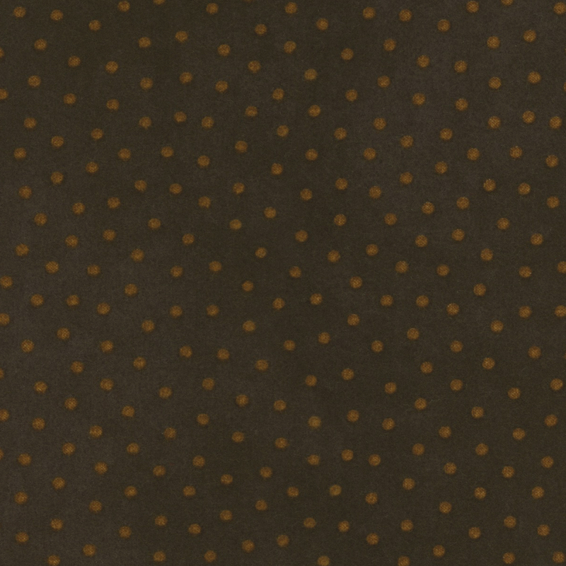 rich brown mottled flannel fabric with golden brown polka dots