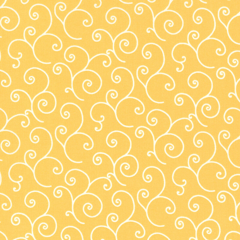 beautiful yellow fabric featuring a white swirl design