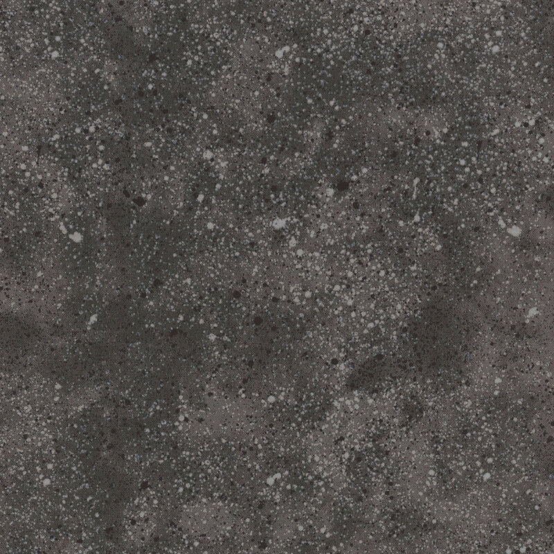 Asphalt black tonal fabric with scattered black and grey textures