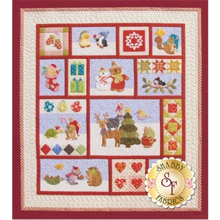 A Critter Christmas Book cover featuring the full Critter Christmas Quilt.
