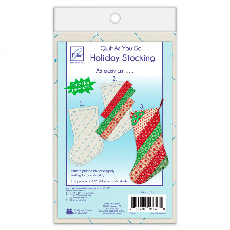 A package of the Quilt As You Go Holiday Stockings - Stripes batting