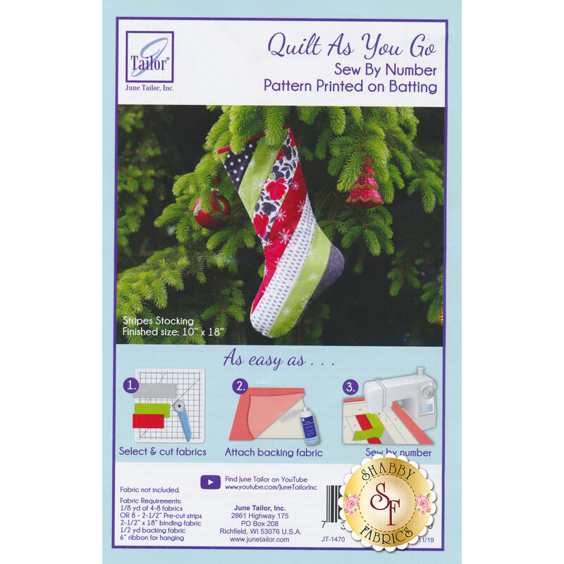 Quilt As You Go Holiday Stocking Pre-Printed Batting from June Tailor