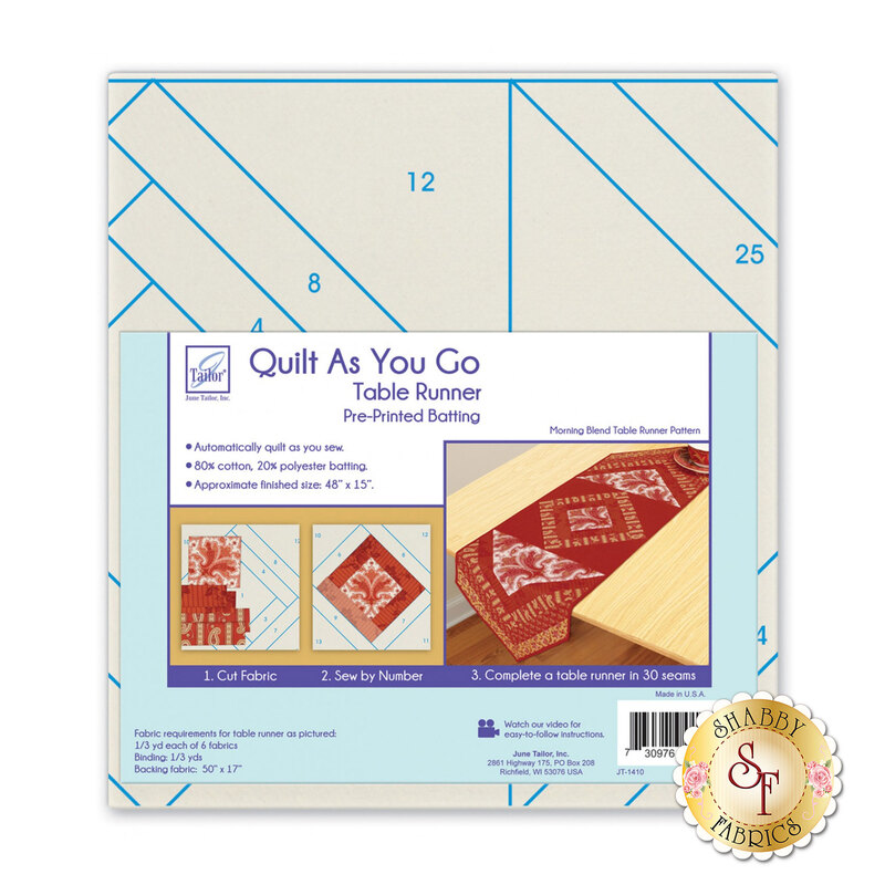 Quilt As You Go Morning Blend Table Runner Pre-Printed Batting from June Tailor