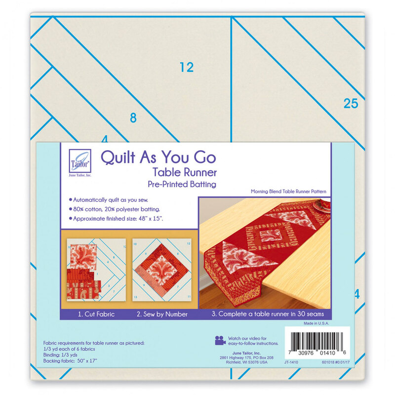 A package of the Quilt As You Go Morning Blend Table Runner Batting