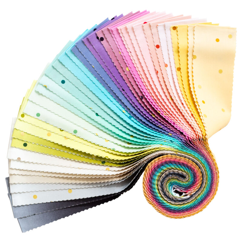 A spread out image of the Ombre Confetti Metallic Jelly Roll