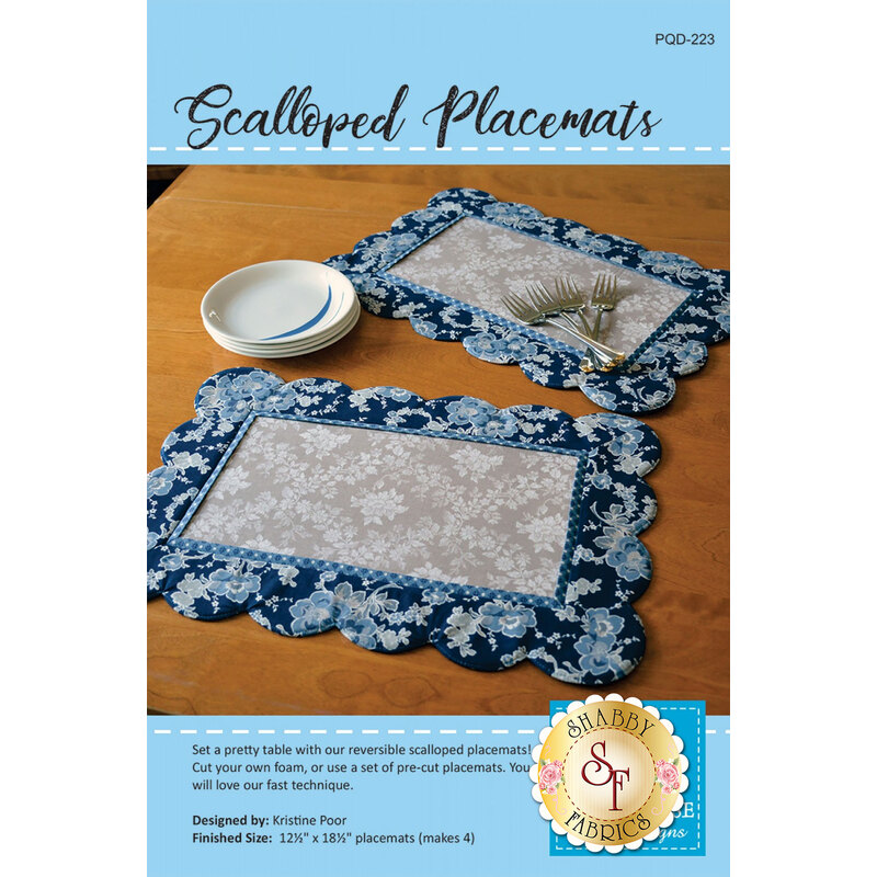 The front of the Scalloped Placemats Pattern showing two finished placemats.